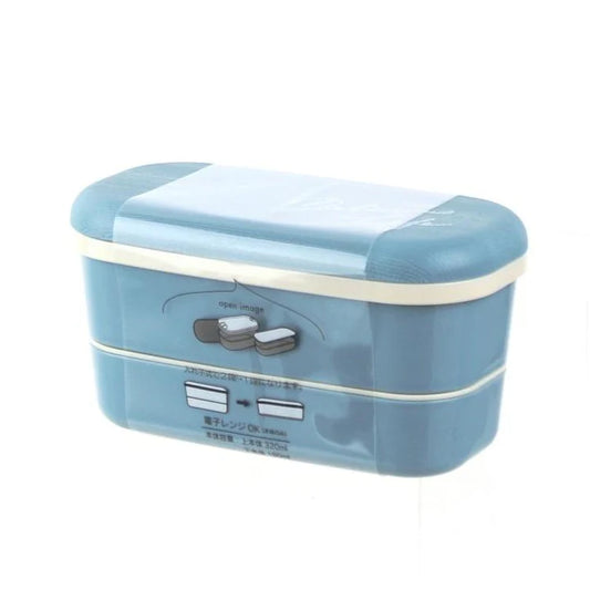 Yamada Chemical Blue Picket 2 Tier Lunch Box Blue